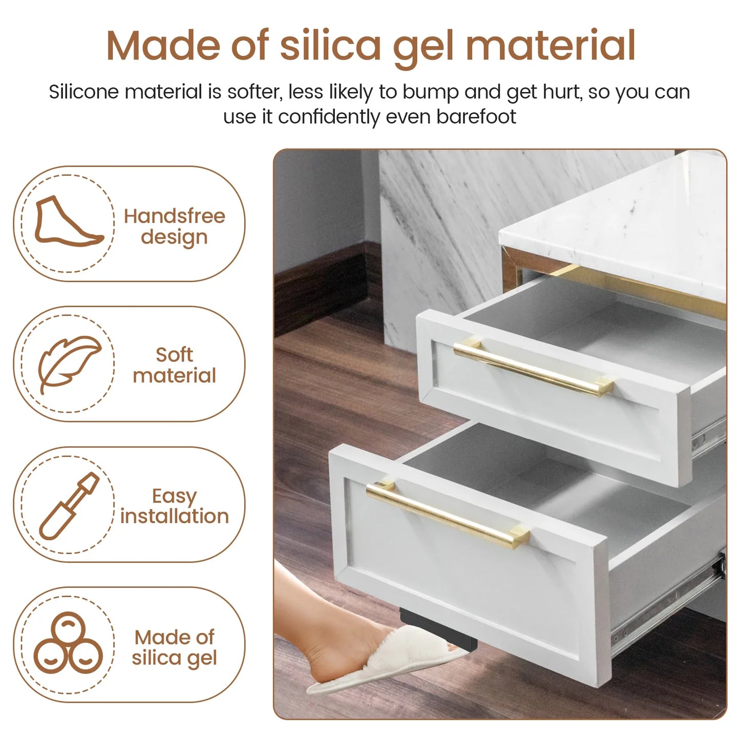 StepPull Hands-Free Cabinet Foot Handle | Stick-On Drawer Opener for Kitchen & Trash Cabinets
