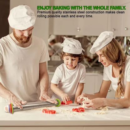 Stainless Steel Adjustable Rolling Pin with Baking Mat – 17 Inch