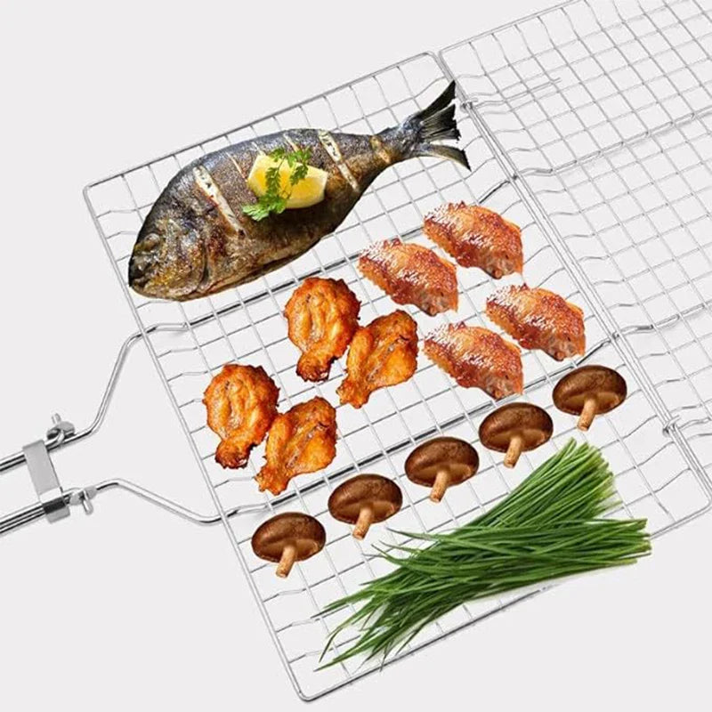 Stainless Steel BBQ Grill Basket with Handle