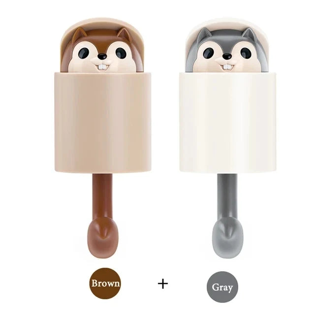 Cute Squirrel Surprise Wall Hook (2pcs)
