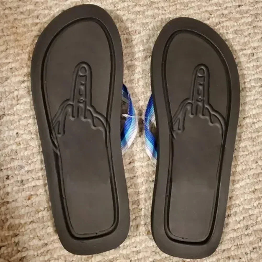 Hidden Middle Finger Funny Flip Flops