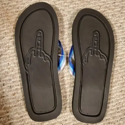 Hidden Middle Finger Funny Flip Flops