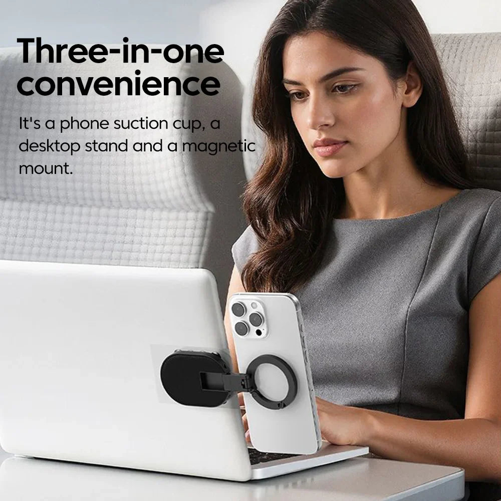 FlexMag 3-in-1 Magnetic Phone Stand with Suction Base | 360° Rotatable Foldable Holder