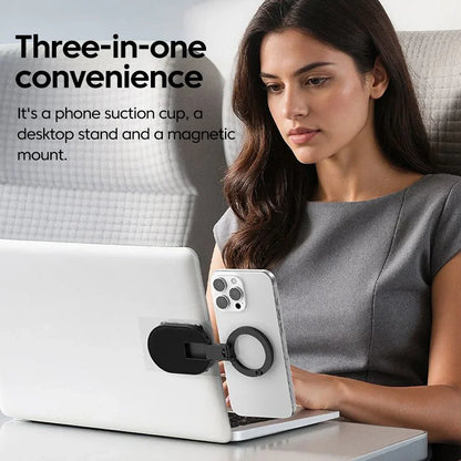FlexMag 3-in-1 Magnetic Phone Stand with Suction Base | 360° Rotatable Foldable Holder