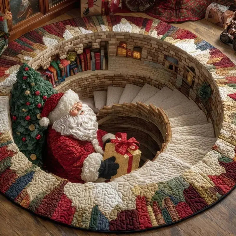 Vintage Santa Christmas Round Rug 🎅🎄