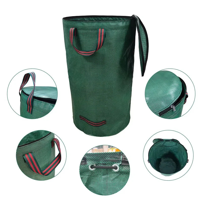 Garden Yard Waste Bag with Lid – Foldable Leaf Collection Storage