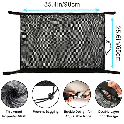 Car Ceiling Storage Net – Double-Layer Roof Organiser
