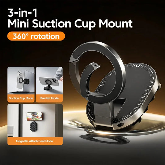 FlexMag 3-in-1 Magnetic Phone Stand with Suction Base | 360° Rotatable Foldable Holder